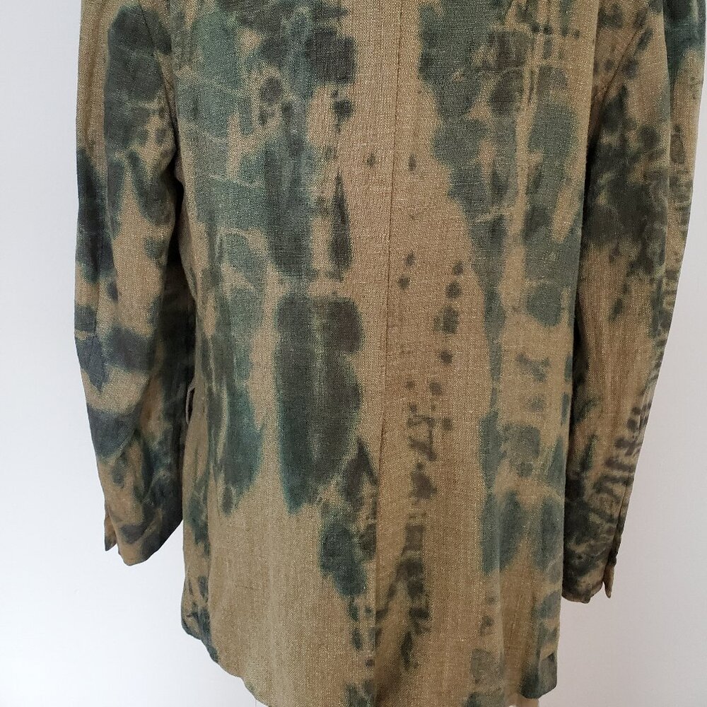 Hickey Freeman silk linen wool blazer 42 Long XL Large black green tan gray camo